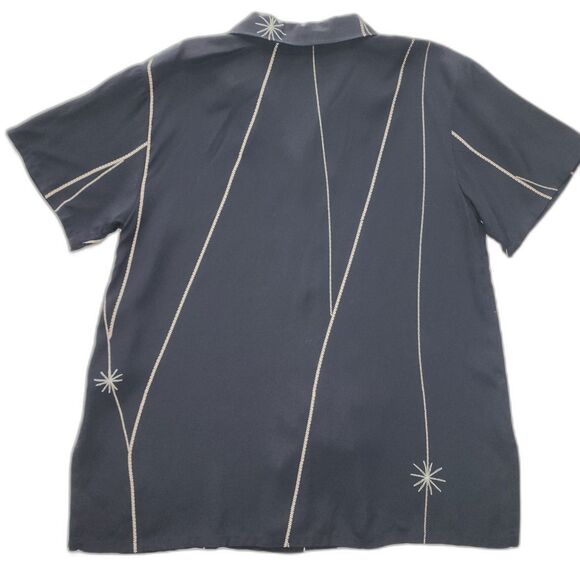 NWT Vintage David Dart Collection Black Button Down Short Sleeve Shirt - Picture 2 of 10